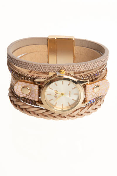 Braided Vegan Leather Bracelet Watch