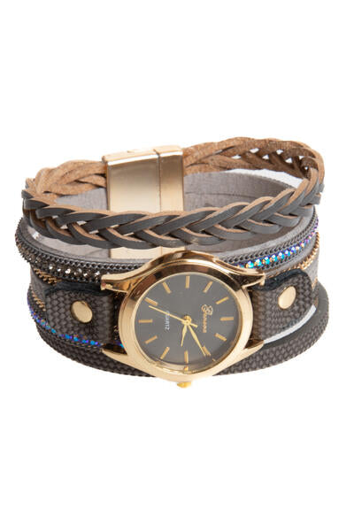 Braided Vegan Leather Bracelet Watch