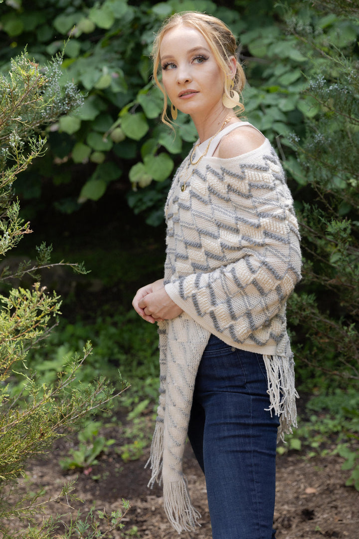 Chevron Pom-Pom Poncho