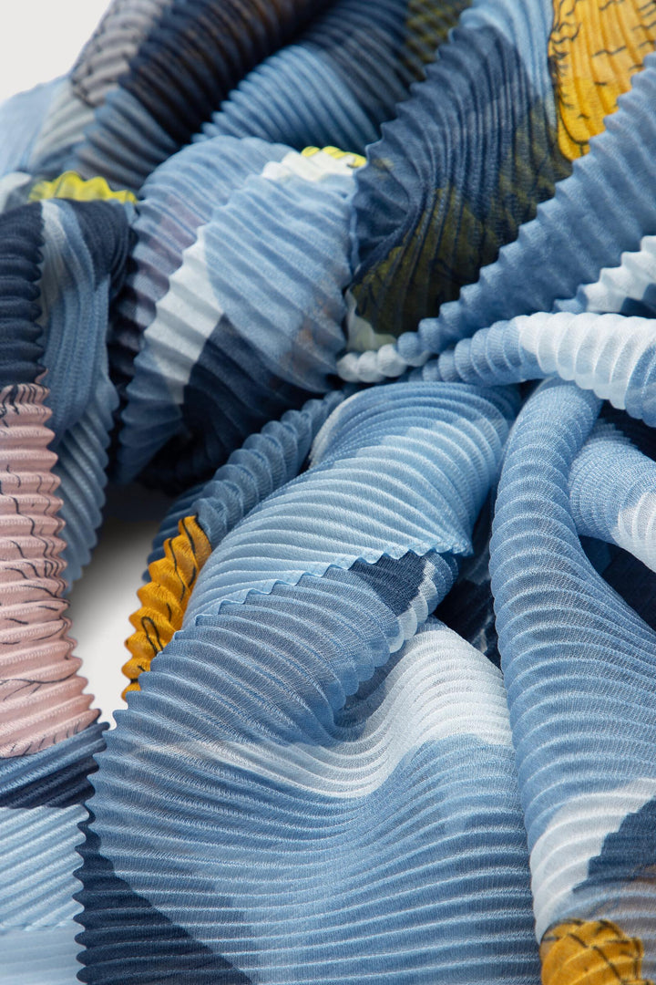 Pleated Floral Geo Scarf
