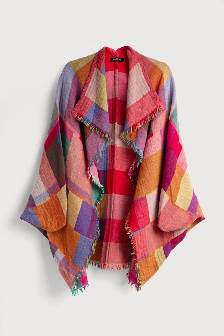 Woolen Rainbow Color Grid Cocoon