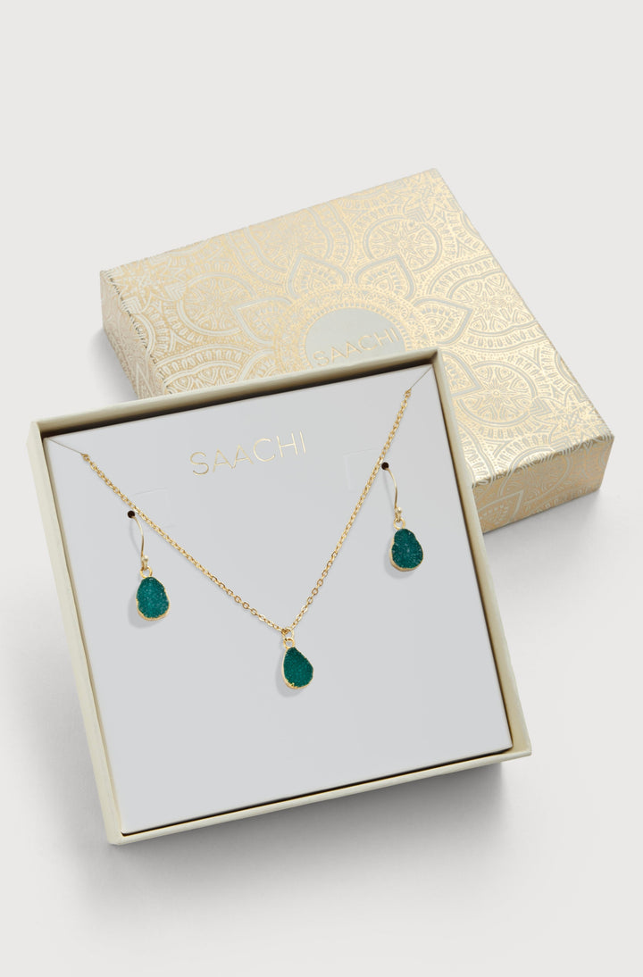 Mini Druzy Earring and Necklace Set