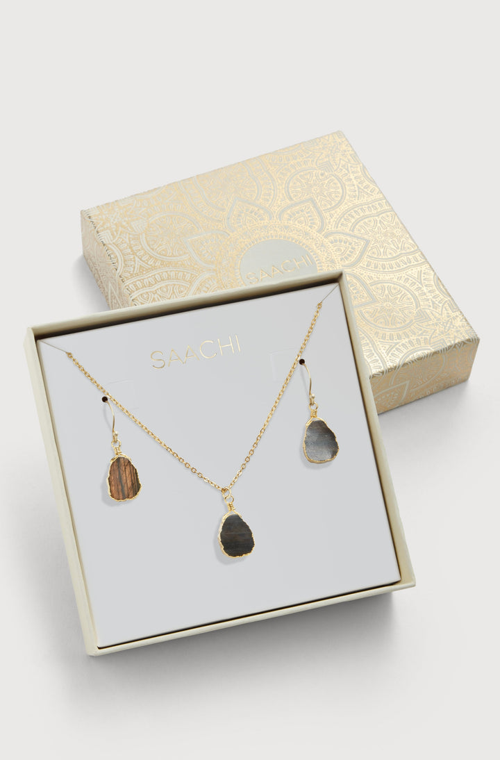 Mini Gemstone Earring and Necklace Set