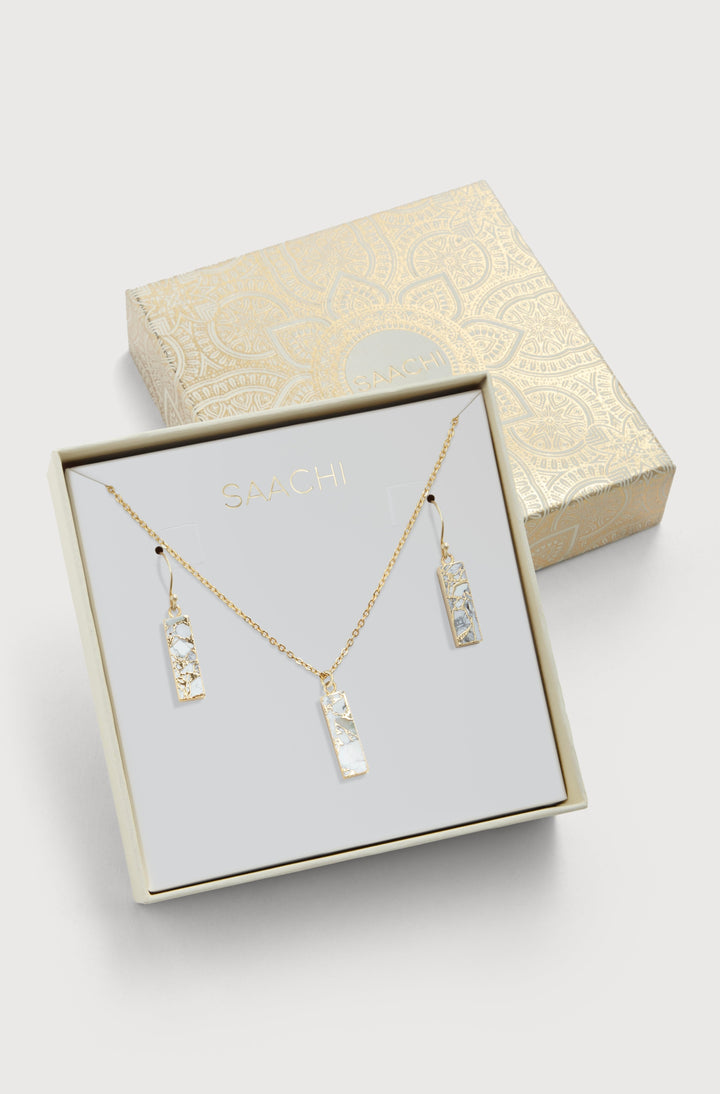 Mojave Mini Rectangle Earring and Necklace Set