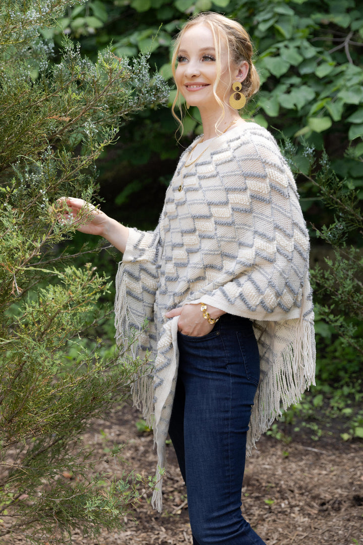 Chevron Pom-Pom Poncho
