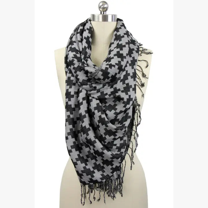 Houndstooth Print Scarf