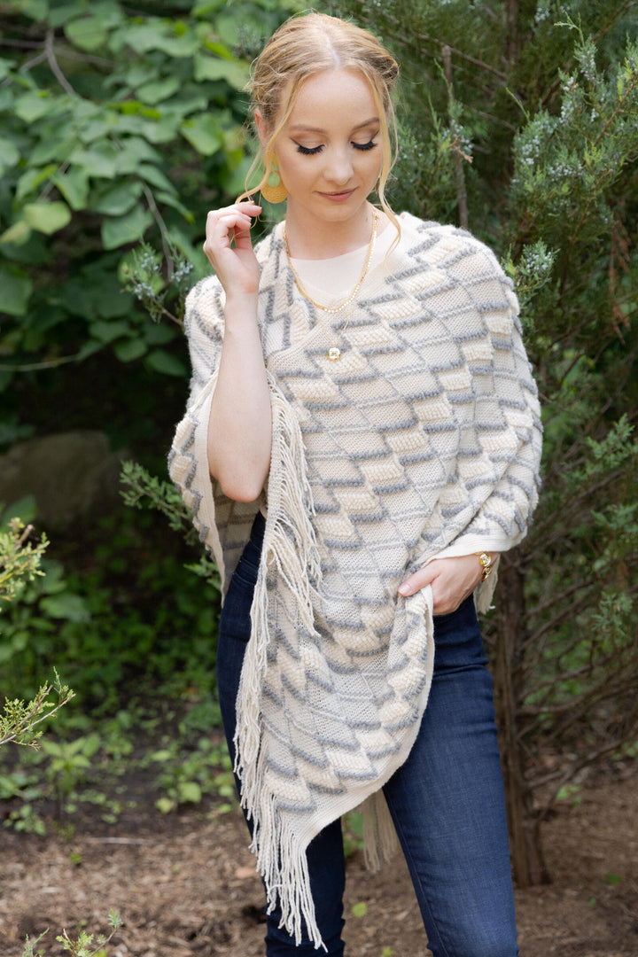 Chevron Pom-Pom Poncho