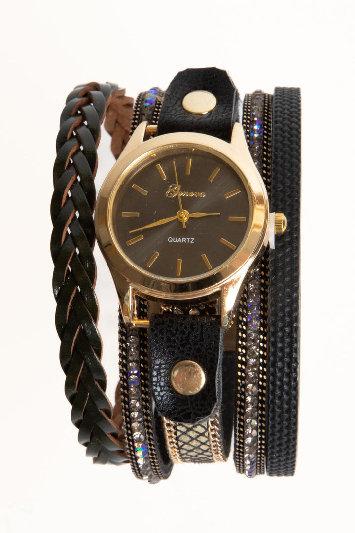 Braided Vegan Leather Bracelet Watch