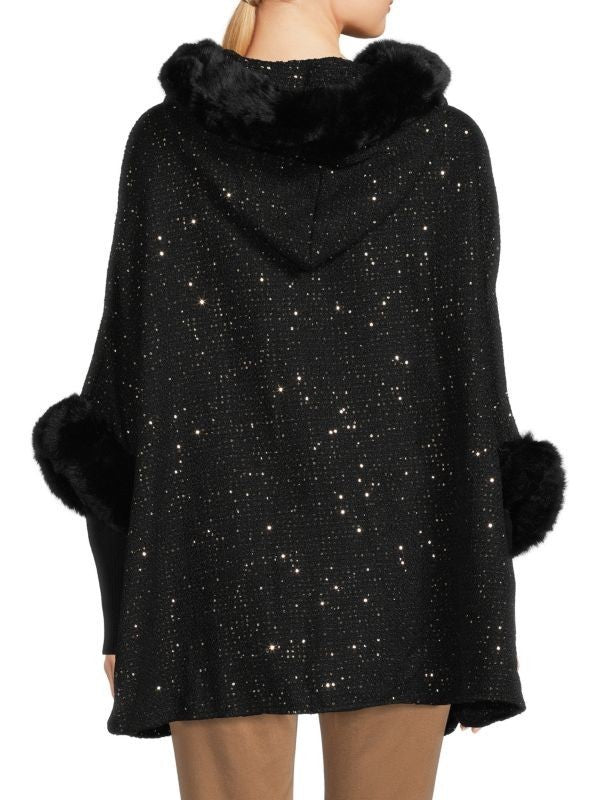 Faux Fur Under The Stars Hooded Kimono