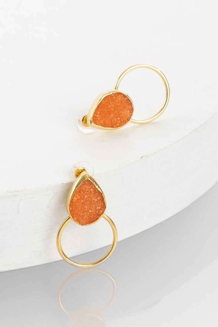 Druzy Adorned Hoop Earrings