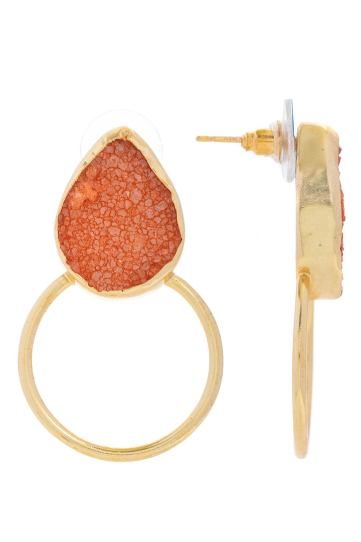 Druzy Adorned Hoop Earrings