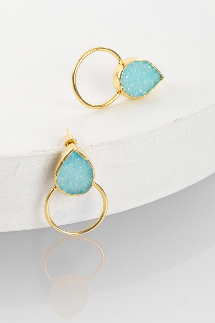 Druzy Adorned Hoop Earrings
