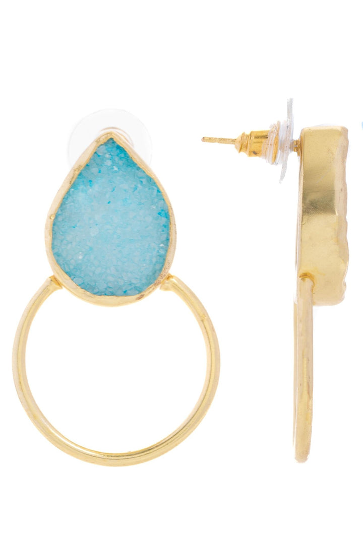 Druzy Adorned Hoop Earrings