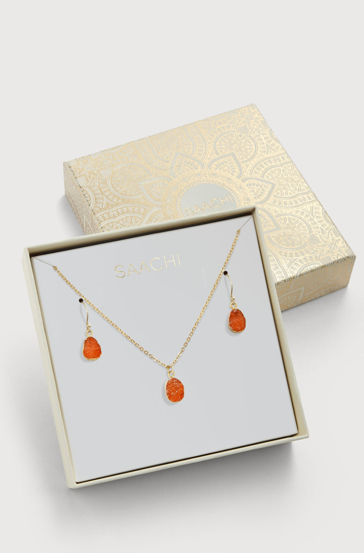 Mini Druzy Earring and Necklace Set