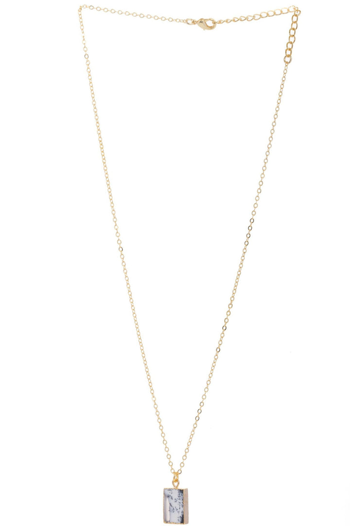 Mini Square Gemstone Earring and Necklace Set