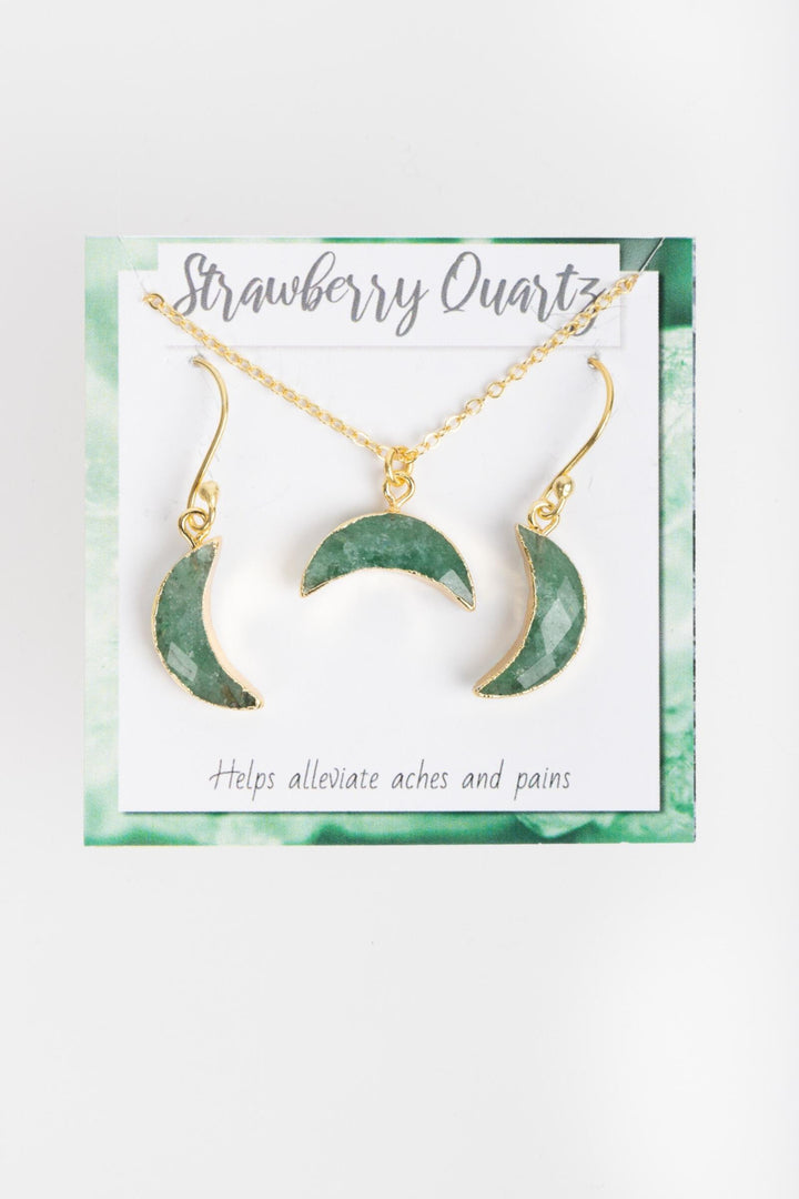 Mini Moon Gemstone Earring and Necklace Set