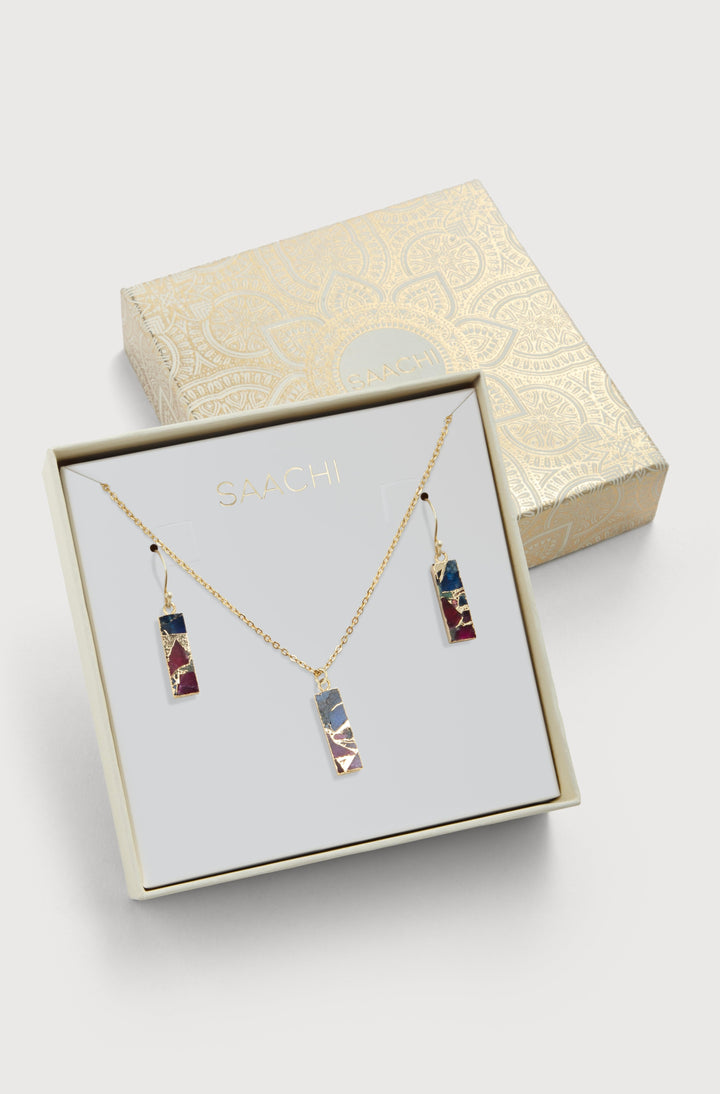 Mojave Mini Rectangle Earring and Necklace Set