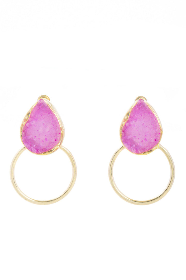 Druzy Adorned Hoop Earrings