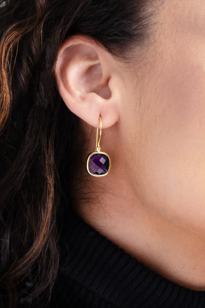 Cushion Cut Gemstone Earrings