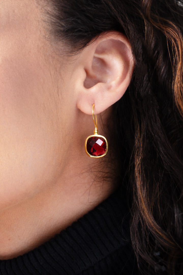 Cushion Cut Gemstone Earrings