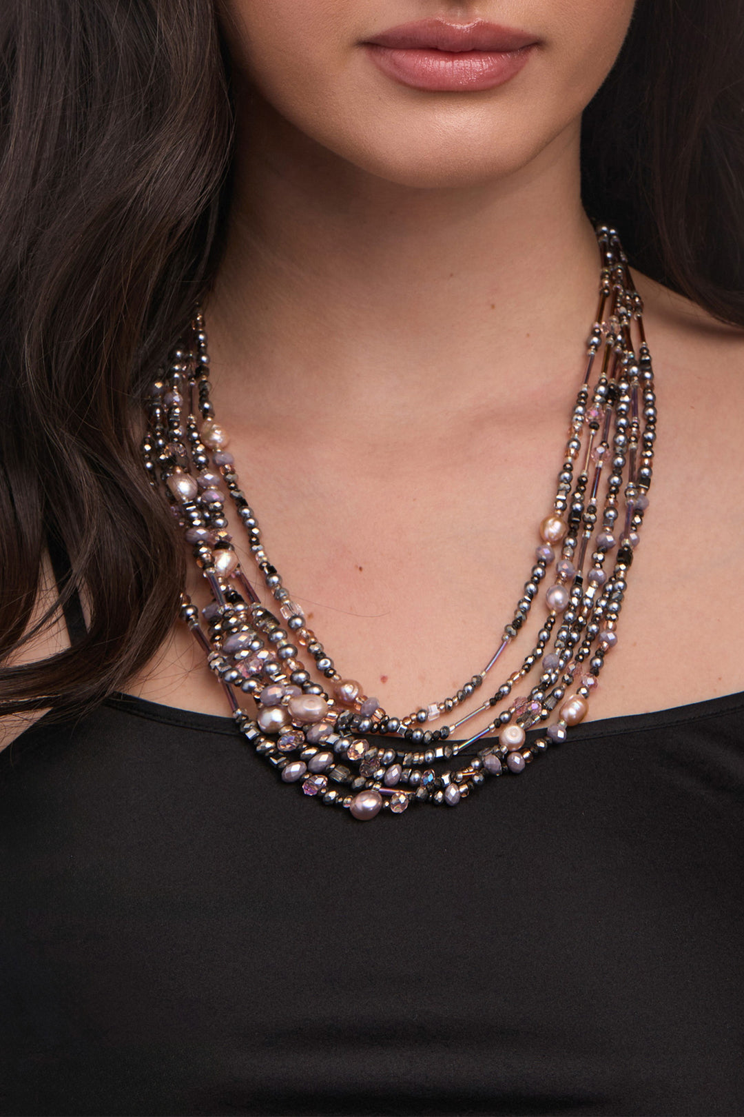 Amethyst Dreams Beaded Layered Necklace - Purple