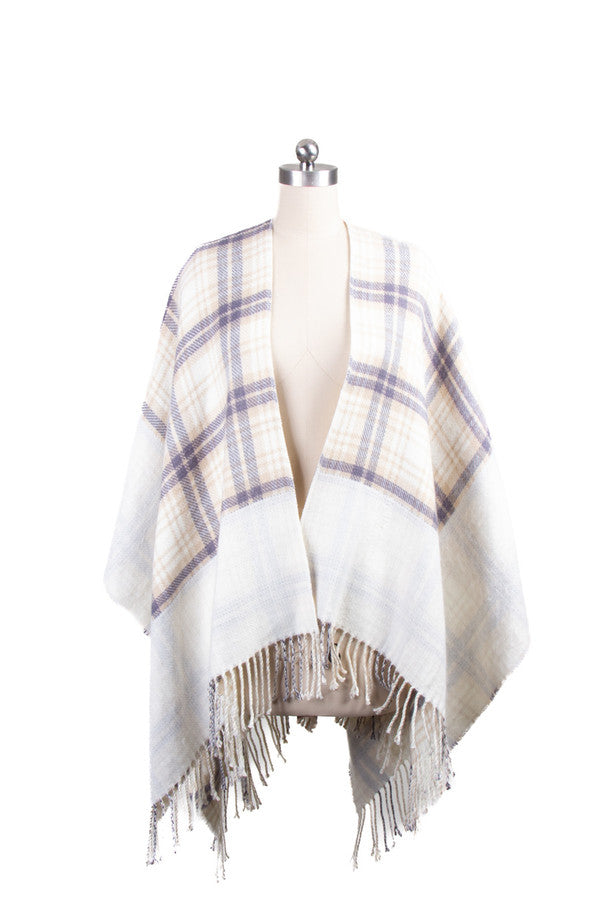 Border Plaid Ruana
