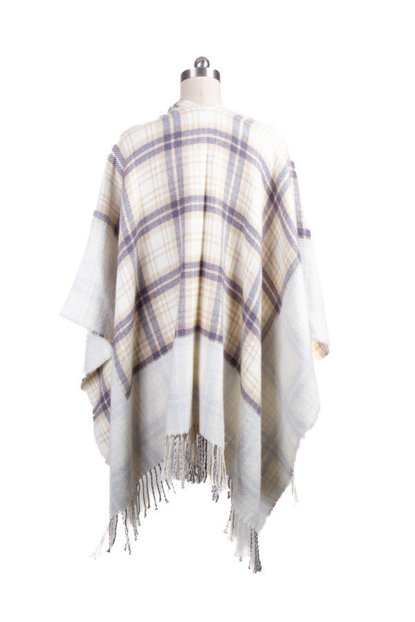 Border Plaid Ruana