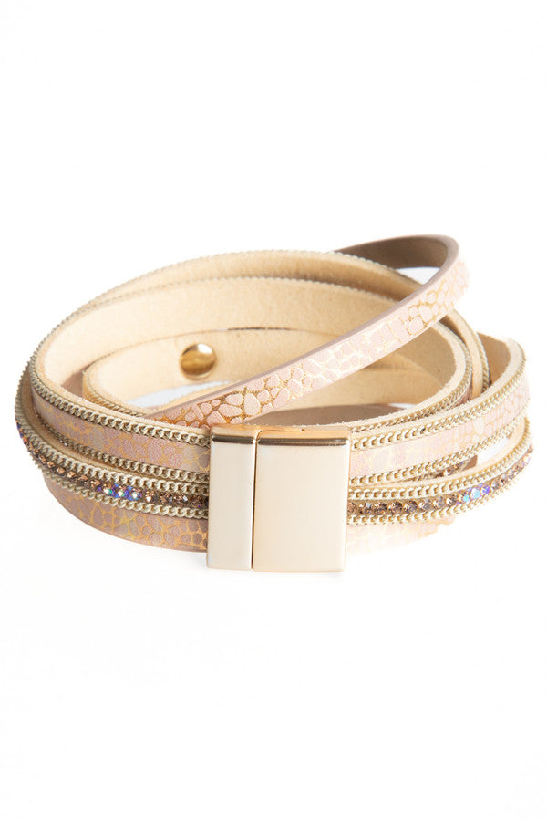 Vegan Leather Chain Wrap Bracelet Watch