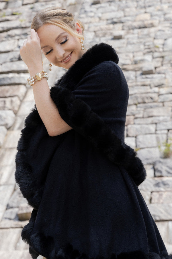 Layered Faux Fur Cape Kimono