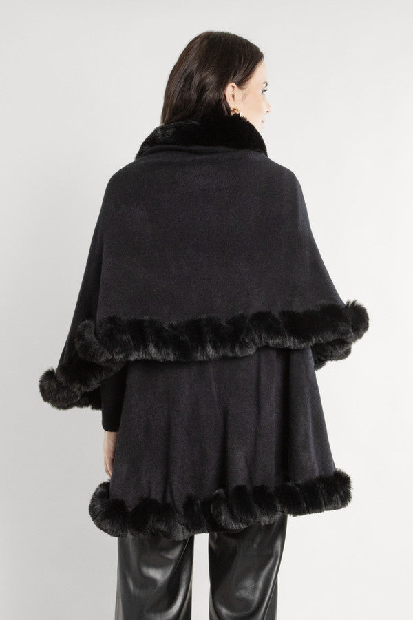 Layered Faux Fur Cape Kimono