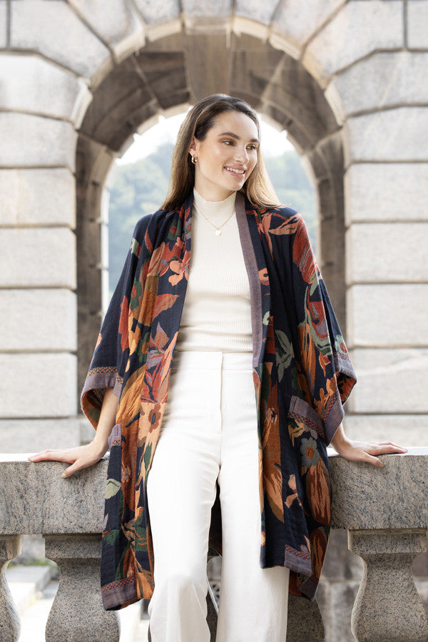 Floral Kimono Cotton Jacket for Fall