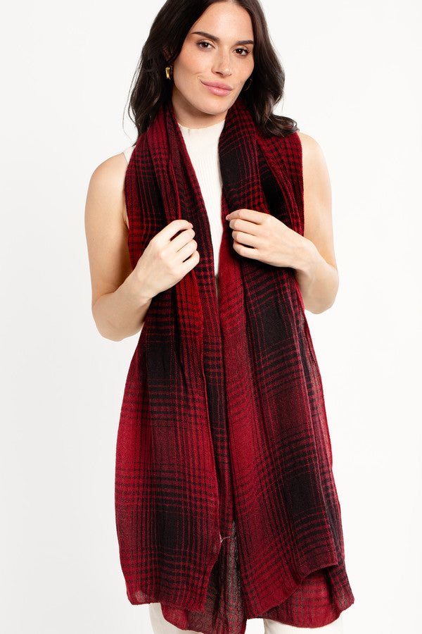 Two Toned Faded Plaid Scarf