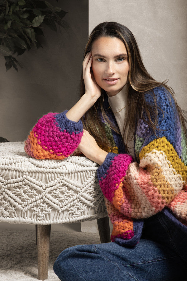 Rainbow Knitted Cardigan – Saachi Wholesale - Main Image