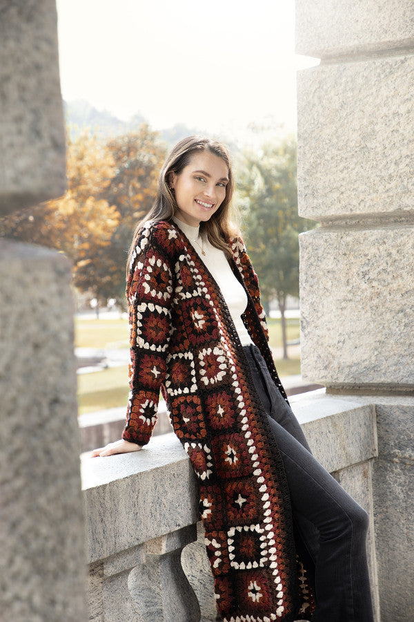Woolen Granny Square Crochet Kimono