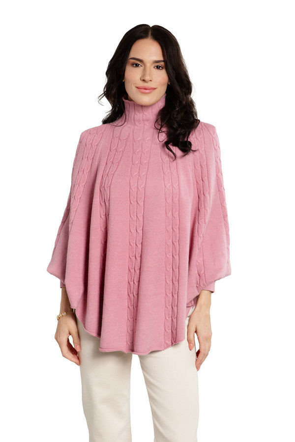 Cable Knit Turtleneck Poncho