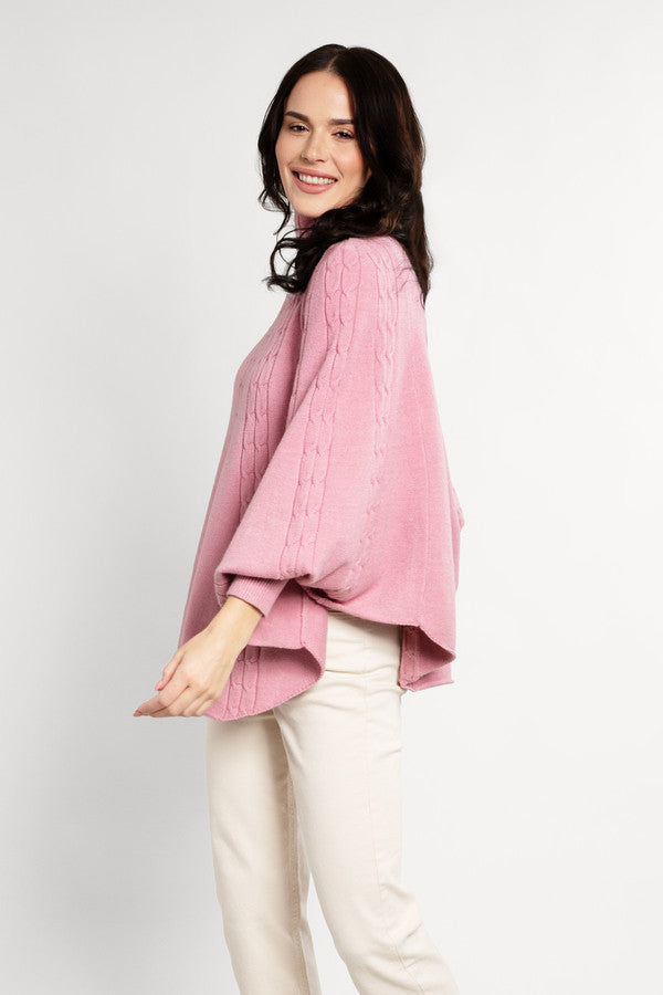 Cable Knit Turtleneck Poncho