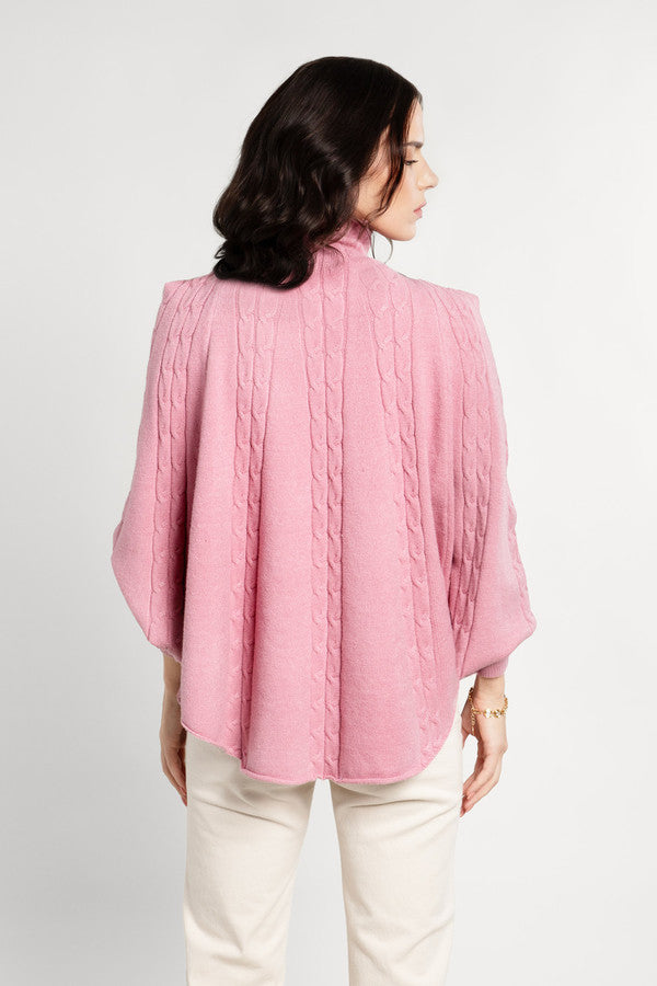 Cable Knit Turtleneck Poncho