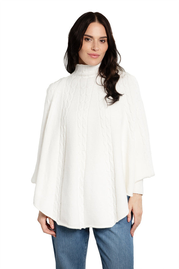 Cable Knit Turtleneck Poncho