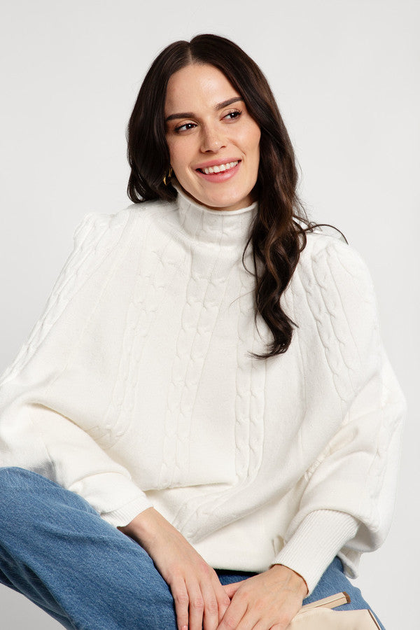 Cable Knit Turtleneck Poncho