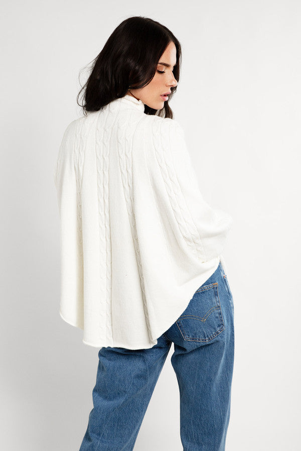 Cable Knit Turtleneck Poncho