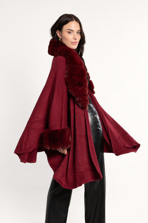 Filippa Faux Fur Trim Kimono