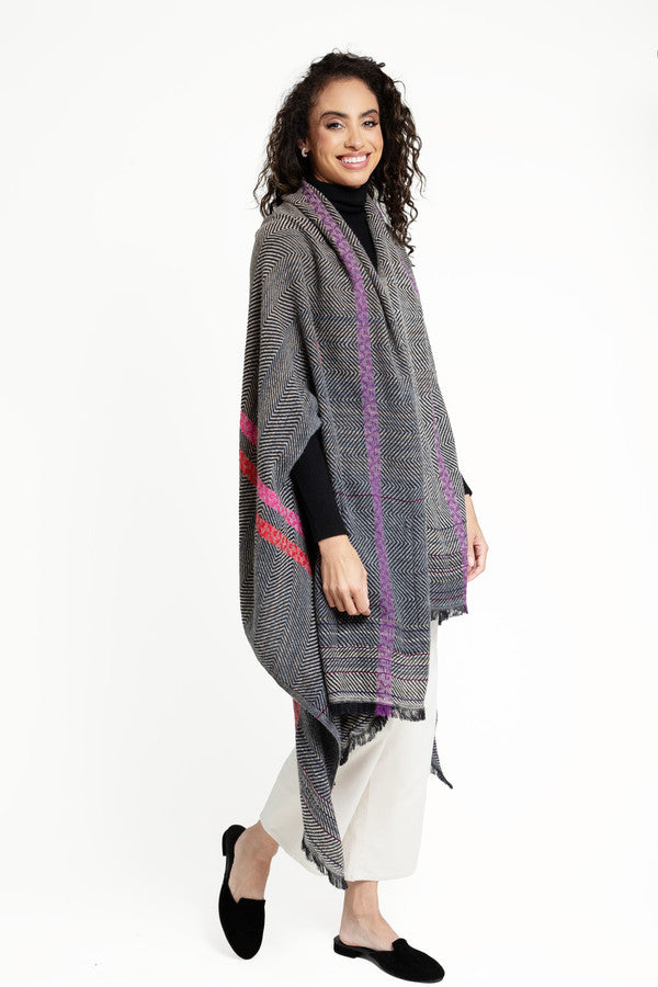 Herringbone Wool Cotton Kimono