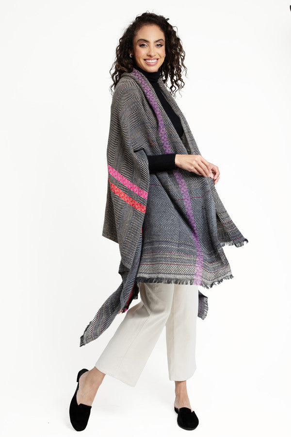 Herringbone Wool Cotton Kimono