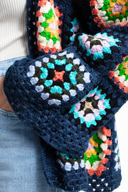 Granny Square Crochet Short Kimono Jacket
