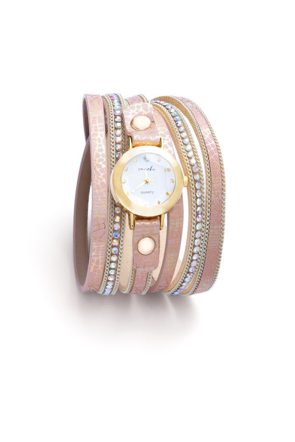 Vegan Leather Chain Wrap Bracelet Watch
