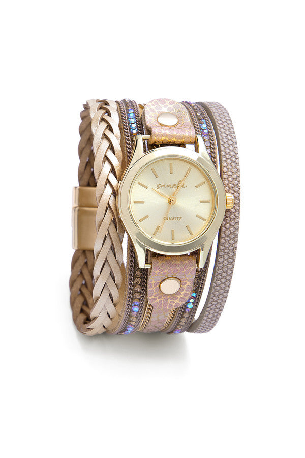 Braided Vegan Leather Bracelet Watch