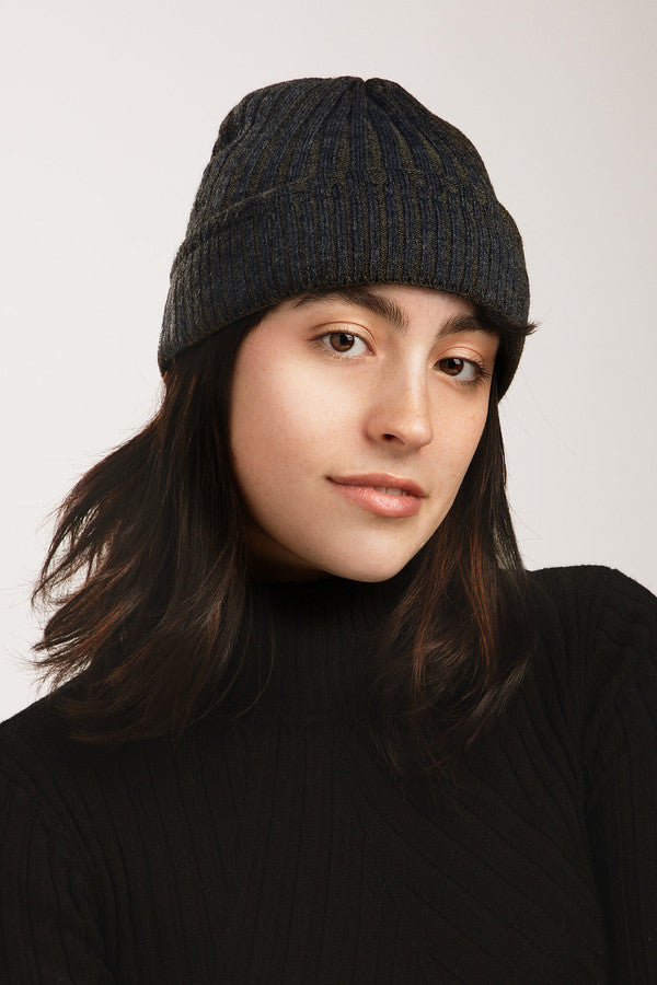 Slouchy Ribbed Cuffed Beanie Green
