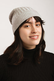 Slouchy Ribbed Cuffed Beanie Ivory
