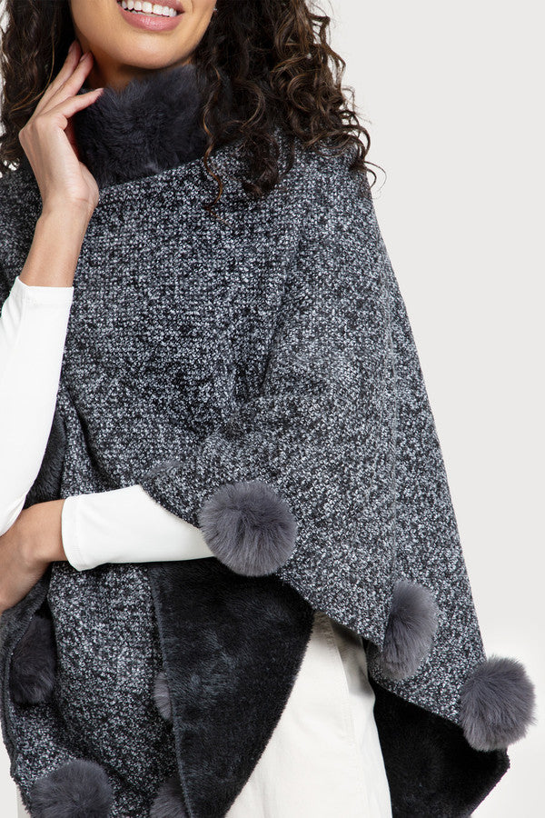 Posey Fur Pompom Poncho