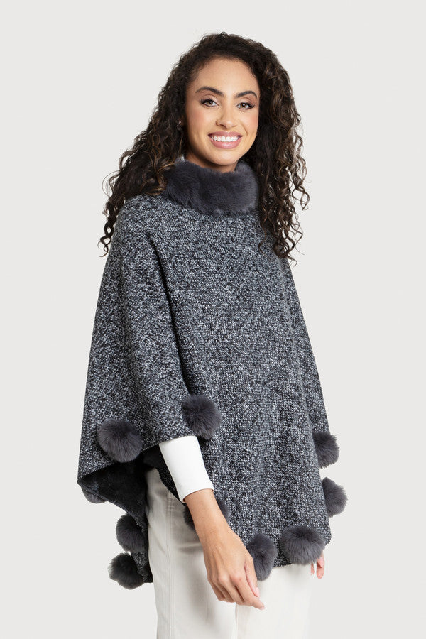 Posey Fur Pompom Poncho